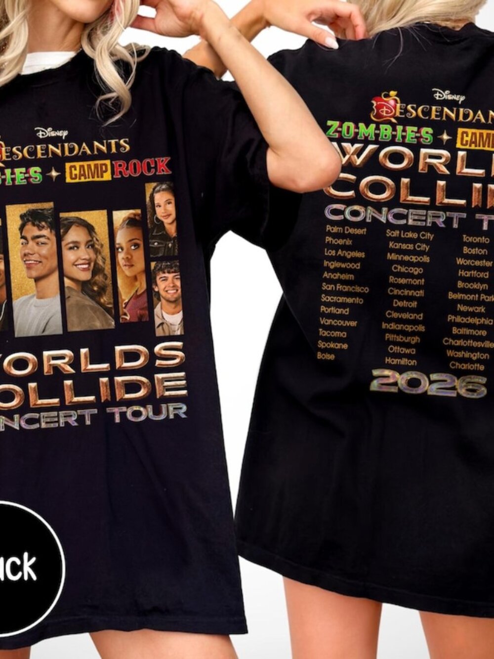 Disney Descendants Zombies Camp Rock Worlds Collide Concert Tour Shirt, Disn 209
